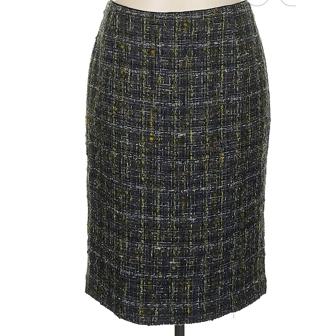 Lafayette 148 New York Navy, Green Tweed Skirt Size 8 Like New
